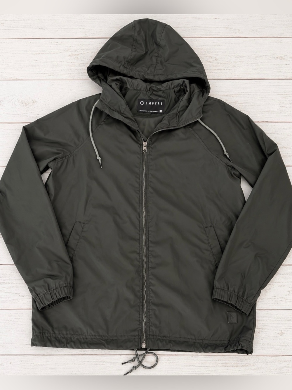 Empyre Men’s Hooded Windbreaker Jacket Size S Charcoal Gray Skate Streetwear